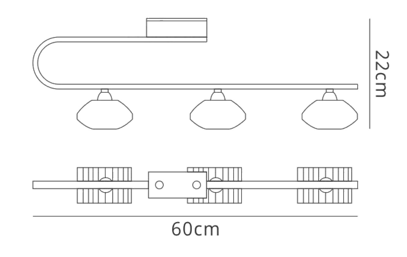 M0421PB  Alfa PB Crystal Ceiling Linear Bar 3 Light